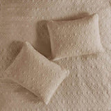 3 Piece Split Corner Pleated Quilted Bedspread Khaki Queen B035129056