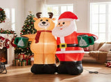Santa Claus Hugging Reindeer Inflatable 6.8ft, 190D Polyester Christmas Yard Decor with 6 LED 16150534
