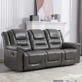 3 Seater Home Theater Recliner Manual Recliner Chair with Two Built-in Cup Holders for Living WF323620AAE