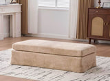 46" Wide Modern Upholstered Chenille Ottoman, Foot Stool Square Footrest with Black Metal Legs for W3098P356195