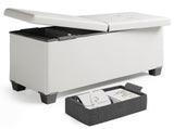 Ottoman Storage Bench, Faux Leather 30" Storage Ottoman Bench, White 33081247