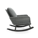 Contemporary Minimalist Gray Wicker Rocking Chair with Soft Polyester Cushions and Durable Wooden N767P229004G