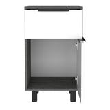 Nightstand 27" H, One Drawer, Storage with Door, Four Legs, Smokey Oak / White B097132987
