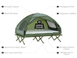 4-in-1 Elevated Camping Bed Combo, 2-Person Tent Cot with Air Mattress, Bed Cover & Foot Pump 08356226