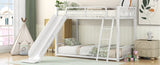 ZNTS Metal Bunk Bed with Slide, Twin over Twin, White MF285671AAK