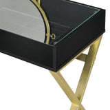Coleen Black & Gold Finish Vanity Desk W/Mirror & Jewelry Tray B2726P315736
