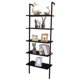 ZNTS 5-Shelf Wood Ladder Bookcase with Metal Frame, Industrial 5-Tier Modern Ladder Shelf Wood 64446382