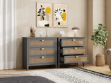 3 Drawer Cabinet,Natural rattan,American Furniture,Suitable for bedroom, living room, study W68858065