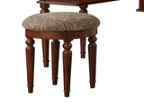 Bedroom Contemporary Vanity Set w Foldable Mirror Stool Drawers Cherry Color HS00F4071-ID-AHD