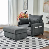 55" Oversized Chaise Lounge Chair Indoor with Ottoman and Storage , Comfy Corduroy Single Sofa, W3373P330165