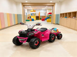 Pink 6V Toddler Electric Vehicle with Toy-Carrying Back Trailer, Gentle Forward & Backward, 89093938