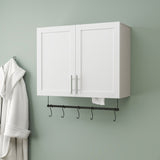 Bathroom Wall Cabinet with Adjustable Shelf, Towel Bar, 5 Hooks, Over The Toilet Storage Cabinet for W331P281277