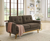 67.7" Wide Mid-Century Modern Upholstered Tufted Loveseat Sofa With Wooden Legs B343P339289