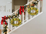 2 Pack 24in Pre-lit Christmas Wreath, Lighted Artificial Xmas Wreath with 100 Warm Lights and 150 22537616