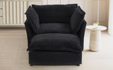 Modern Armchair Sofa 47" Cozy Upholstered Sofa Chair with Movable Ottoman, Wide Seat, Curved N719P292695B