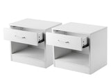 1-Drawer Bedside Table with Open Space 2pcs Particleboard with Textured Melamine Surface 99731564
