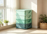 Green 4 Tier Kids Storage Cabinet 4 Drawers Toy Organizer, for Bedroom, Nursery, Living Room, 23497792