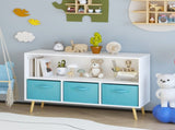 Kids bookcase with Collapsible Fabric Drawers, Children's Book Display, Toy Storage Cabinet 15986416