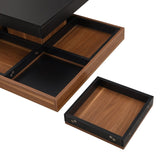 ON-TREND Modern Square 360&degRotating Coffee Table with Three Detachable Tray, 2-Tier Farmhouse Wood N721P191981B