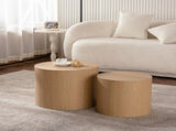 Nesting Coffee Table Set of 2 Round Wooden Coffee Tables Circle Modern Table for Small Space Living W3081P255158