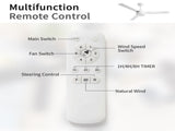 52" Ceiling Fan Without Light, 3 ABS Blades Farmhouse Ceiling Fan with Remote Control 6-speed W934P210178