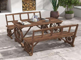 4-Person Patio Table and Chairs Wagon Wheel Design for Backyard Family Gathering Outdoor Set 65681571