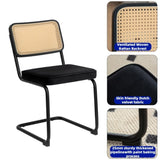 ZNTS Dining Chairs Set of 2, Velvet Rattan Side Accent Chairs with Black Painted Legs, Modern Mid Century 17225298