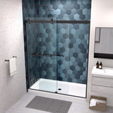 ZNTS Bypass shower door, sliding door, with 5/16" tempered glass and Matted black finish 6074 W2122P166976