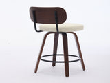 Swivel Bar Stools Set of 2, 26" Upholstered Faux Leather Counter Height Barstools with Walnut Back & W1143P300154