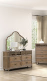 Simple Contemporary 1pc Dresser Rustic Oak Veneer Solid wood English Back Dovetail Drawers Bedroom B2741P357505