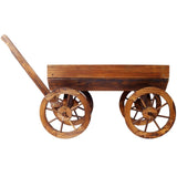 ZNTS Wood Wagon Flower Planter Pot Stand W/Wheels Home Garden Outdoor Decor W465P180333