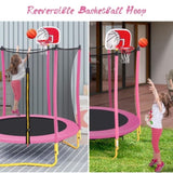 5.5FT Trampoline for Kids - 65" Outdoor & Indoor Mini Toddler Trampoline with Enclosure, Basketball 57537140