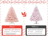 6ft Pink Artificial Christmas Tree Hinged Full Fir Tree with Metal Stand 85706147