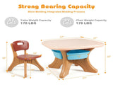 Brown Kids Table and 2 Chairs Set with 4 Storage Boxes, Toddler Activity Table for Drawing Playing 90631640