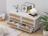 43.31"6-Drawers Rattan Storage Cabinet Rattan Drawer,for Bedroom,Living Room,White W757P234587