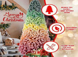 6ft Rainbow Gradient Flocked PVC Christmas Tree 1326 Tips, Colorful Full-Bodied Artificial Pine 11037711