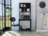 Compu Hutch Desk, Four Shelves, Writing Desk, One Lower Shelf -Black B20091904