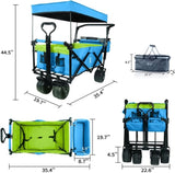 Collapsible Wagon Heavy Duty Folding Wagon Cart with Removable Canopy, 4" Wide Large All Terrain 42099174