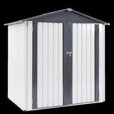 ZNTS XWT014 Garden Metal Storage Shed Gray White 6x4x6ft outdoor storing tools Rainproof Hinge door W1711P154709