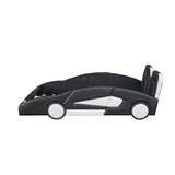 Twin Size Race Car-Shaped Platform Bed with Wheels, Black WF297945AAB