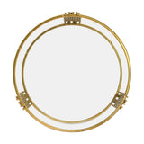 Modern Glass Coffee Table in 31.5", Asymmetrical Metal, Circular Metal Drum Base, Gold Finish & N735P177478K