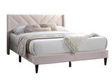 ZNTS Elegant Modern Light Pink Velvet Upholstered Queen Size Bed Clean Lines Design Headboard 1pc B011P238935