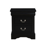 2 Drawers Wooden Nightstand in Black Finish B016P252925