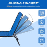 Folding Chaise Lounge Pool Chair, Patio Sun Tanning Chair, Outdoor Lounge Chair with 4-Position W2225141408
