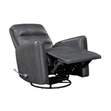 Glider Reclining Chair Swivel Motion Gray Breathable Faux Leather Upholstery Luxury Living Room B011P287701