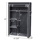 ZNTS 64" Portable Closet Storage Organizer Wardrobe Clothes Rack with Shelves Gray 48294238