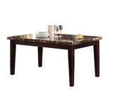 ZNTS Espresso Finish Casual 1pc Dining Table Faux Marble Top Transitional Dining Room Furniture B01146563