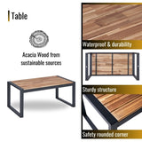 ZNTS 4-Piece Patio Furniture Set Outdoor Balcony Porch Garden Backyard Lawn Furniture Acacia Wood Table W2391P149818