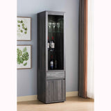 Modern Wine Showcasing Cabinet with Two Glass Shelves and Storage Cabinet in Distressed Grey B107130913