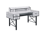Antique White and Black 5-Drawer Computer Desk B062P209211